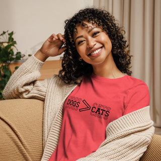 Dogs>Cats Women's Relaxed T-Shirt