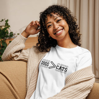 Dogs>Cats Women's Relaxed T-Shirt